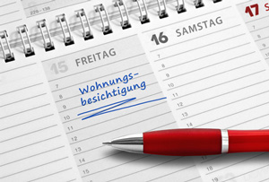 Wohnungsbesichtigung im Kalender vermerkt